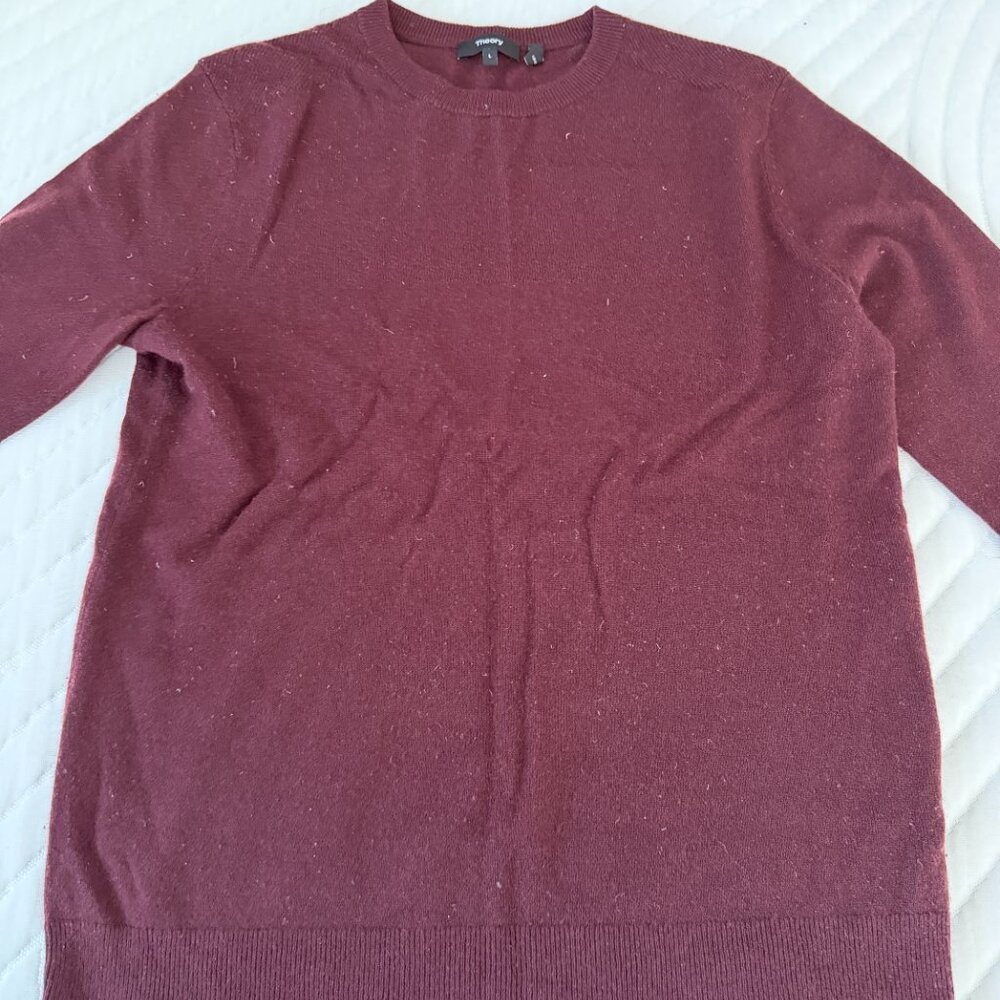 Men's Theory Cashmere Crewneck Sweater in Burgundy -- Large